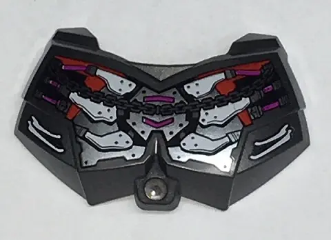 Pearl Dark Gray Large Figure Chest Armor Small with 6 White Bones, Magenta Wires, and Pearl Dark Gra