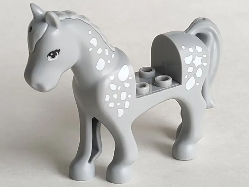 Light Bluish Gray Horse, Friends Style with 2 x 2 Cutout with Light Bluish Gray Eyes, Black Eyelashe
