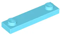 Medium Azure Plate, Modified 1 x 4 with 2 Studs without Groove
