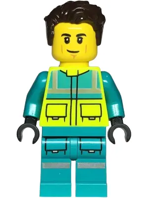 Paramedic - Male, Dark Turquoise and Neon Yellow Safety Vest, Legs with Silver Reflective Stripes, D