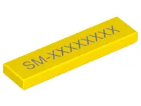 Yellow Tile 1 x 4 with SM-xxxxxxxx Pattern
