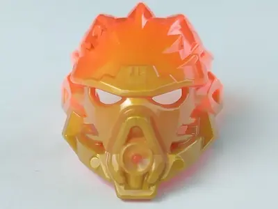 Pearl Gold Bionicle Mask of Fire (Unity) with Marbled Trans-Neon Orange Pattern