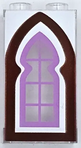 Trans-Clear Panel 1 x 2 x 3 with Side Supports - Hollow Studs with Reddish Brown Arched Window with 