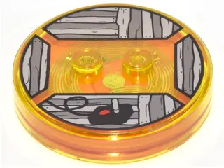 Trans-Yellow Dimensions Toy Tag 4 x 4 x 2/3 with 2 Studs and Trans-Orange Bottom with Black Video Ga