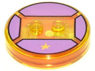 Trans-Yellow Dimensions Toy Tag 4 x 4 x 2/3 with 2 Studs and Trans-Orange Bottom with Yellow Star on