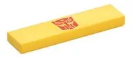 Yellow Tile 1 x 4 with Red Robot Mask Transformers Autobot Symbol Pattern (BrickHeadz Bumblebee Robo