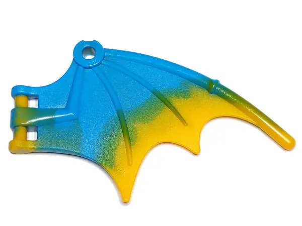 Dark Azure Dragon Wing 8 1/4 x 5 with Marbled Bright Light Orange Trailing Edge Pattern