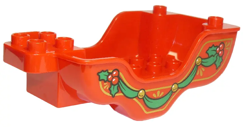 Red Duplo Horse Carriage Base with Green Ribbon Pattern