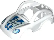 White Duplo Car Body Coupe with Headlights, Light Aqua '34' and 'PLAY' Pattern