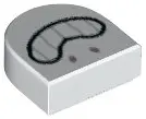 White Tile, Round 1 x 1 Half Circle Extended with Metallic Pink Nostrils and Black Open Mouth Smile 