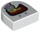 White Tile, Round 1 x 1 Half Circle Extended with Metallic Pink Nostrils and Dark Red Open Mouth wit