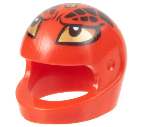 Red Minifigure, Headgear Helmet Motorcycle (Standard) with Gold Eyes and Horns, Black Scales Pattern