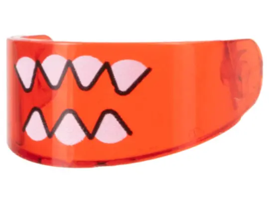 Trans-Red Minifigure, Visor Standard with Sharp White Teeth Pattern