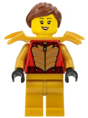 Stuntz Driver - Female, Red Racing Jacket with Gold Scales, Pearl Gold Legs, Pearl Gold Shoulder Arm