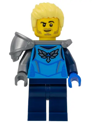 Stuntz Driver - Male, Dark Azure Racing Shirt with Silver Wings Logo, Dark Blue Legs, Flat Silver Sh