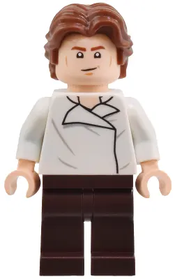 Han Solo - White Shirt with Wrinkles on Front and Back, Dark Brown Legs, Wavy Hair