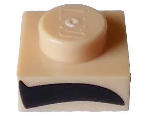 Light Nougat Plate 1 x 1 with Black Thick Eyebrow Pattern Model Left Side