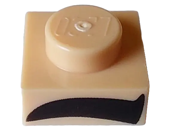 Light Nougat Plate 1 x 1 with Black Thick Eyebrow Pattern Model Right Side