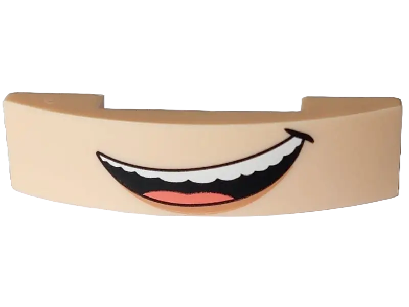 Light Nougat Slope, Curved 4 x 1 x 2/3 Double with Black Lopsided Open Mouth Smile with Top Teeth an