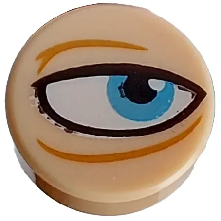 Light Nougat Tile, Round 1 x 1 with Black and White Eye, Sand Blue Iris and Medium Nougat Wrinkles P