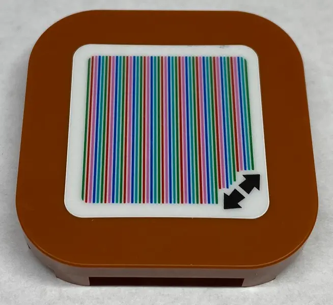 Dark Orange Tile, Modified 4 x 4 with Rounded Corners and 4 Feet with Super Mario Scanner Code Doubl