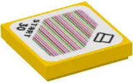 Yellow Tile 2 x 2 with Super Mario Scanner Code Pipe and 'START 30' Pattern (Sticker) - Set 71380
