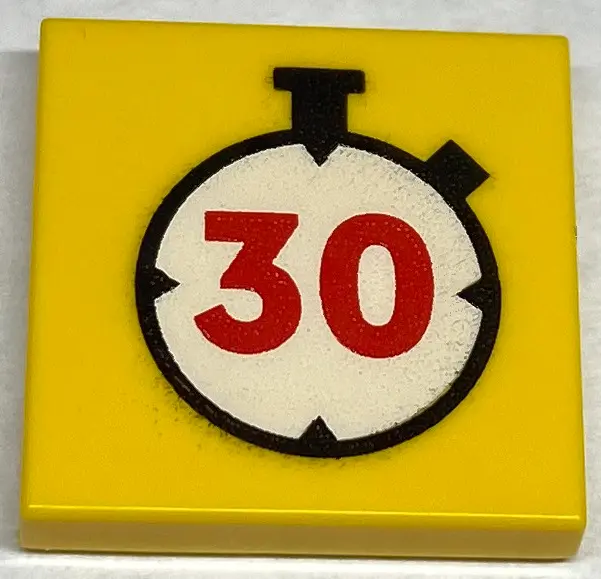 Yellow Tile 2 x 2 with Watch/Stopwatch Pattern