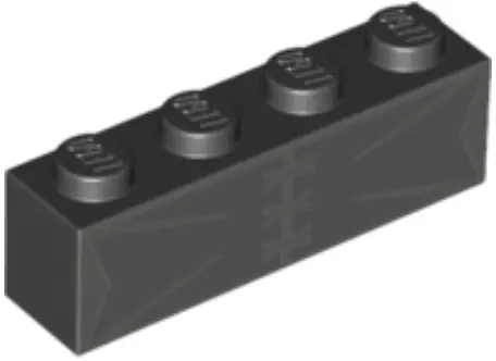 Black Brick 1 x 4 with Light Bluish Gray Corset with Lines Pattern (BrickHeadz Bellatrix Chest)