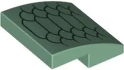 Sand Green Slope, Curved 2 x 2 x 2/3 with Dark Green Scales Pattern
