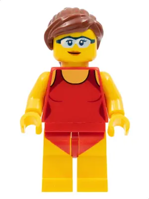 Beachgoer - Red Female Swimsuit and Light Blue Glasses