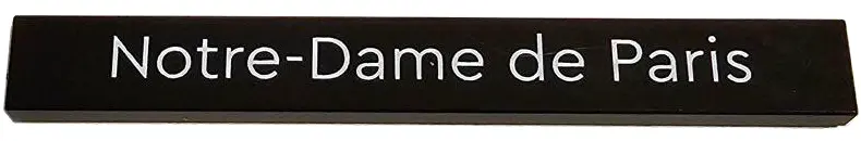 Black Tile 1 x 8 with White 'Notre-Dame de Paris' Pattern