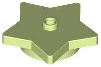 Yellowish Green Plate, Round 4 x 4 x 2/3 with Star and Open Stud