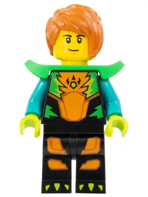 Stuntz Driver - Male, Black Jumpsuit with Orange Trim and Dark Turquoise Arms, Bright Green Shoulder