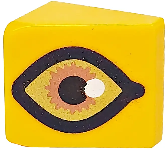 Bright Light Orange Slope 30 1 x 1 x 2/3 with Copper and Gold Eye with White Glint and Black Outline