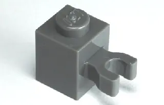 Dark Bluish Gray Brick, Modified 1 x 1 with U Clip (Vertical Grip) - Solid Stud