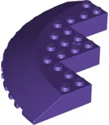 Dark Purple Brick, Round Corner 10 x 10 with Slope 33 Edge, Axle Hole, Facet Cutout