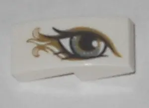 White Slope, Curved 2 x 1 x 2/3 with Metallic Light Blue Eye with Gold Highlights Pattern Model Righ