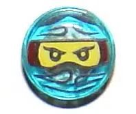 Trans-Light Blue Tile, Round 1 x 1 with Ninjago Trapped Nya Pattern