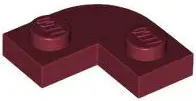 Dark Red Plate, Round Corner 2 x 2 with 1 x 1 Cutout