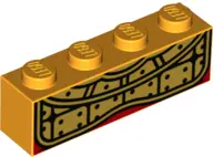 Bright Light Orange Brick 1 x 4 with Gold Breastplate Pattern (BrickHeadz Monkey King Chest)
