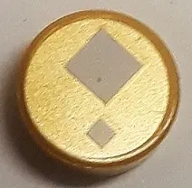 Pearl Gold Tile, Round 1 x 1 with 2 White Squares on Gold Background Pattern (BrickHeadz Monkey King
