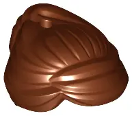Reddish Brown Minifigure, Hair Female Swept Back into Bun, Hole on Top
