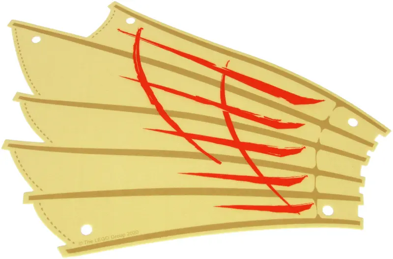 Tan Cloth Sail 27 x 20 with Dark Tan Ribs and Stitching, Red Stripes, LEGO Copyright on Left Pattern