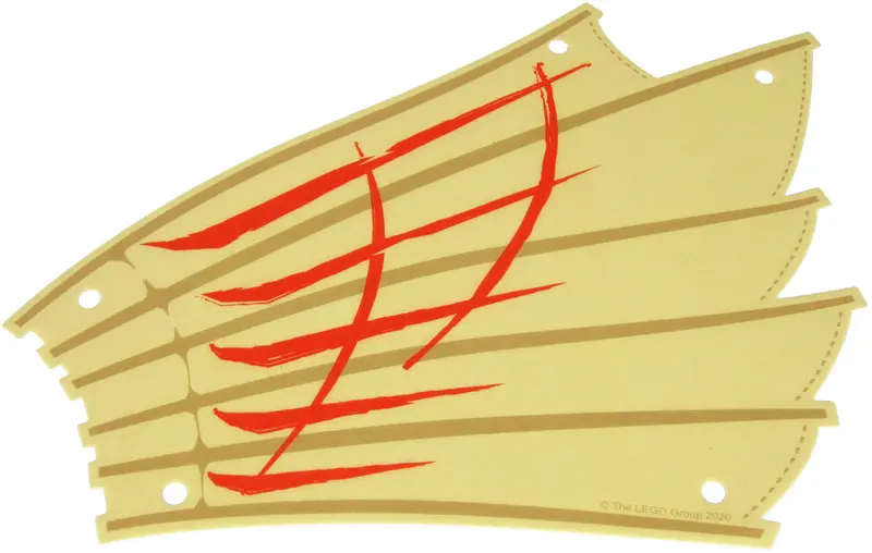 Tan Cloth Sail 27 x 20 with Dark Tan Ribs and Stitching, Red Stripes, LEGO Copyright on Right Patter
