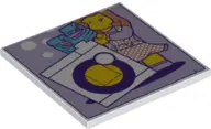 White Tile 6 x 6 with Bottom Tubes with Minifigure and Washing Machine Pattern