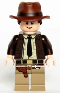 Indiana Jones - Dark Brown Jacket, Black Tie, Reddish Brown Dual Molded Hat with Hair, Light Nougat 