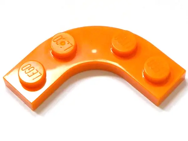 Orange Plate, Round Corner 3 x 3 with 2 x 2 Curved Cutout