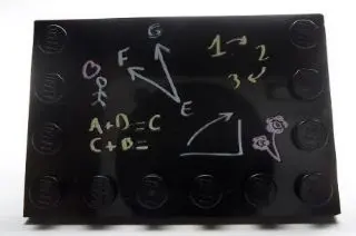 Black Tile, Modified 4 x 6 with Studs on Edges with Blackboard Pattern