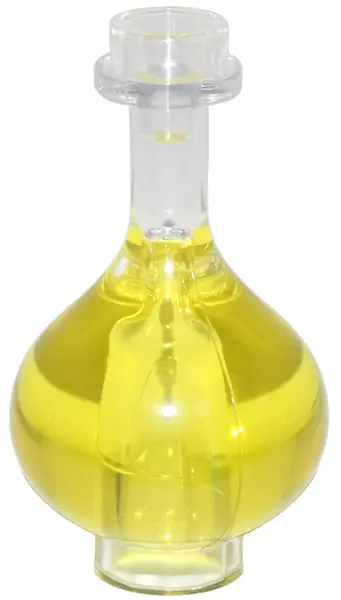 Trans-Clear Minifigure, Utensil Bottle, Florence Flask with Molded Trans-Yellow Fluid Pattern