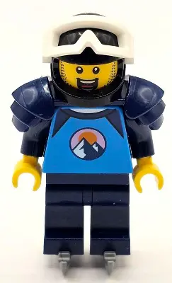 Ice Hockey Player - Male, Dark Azure and Dark Blue Shirt with Mountains, Dark Blue Legs and Shoulder